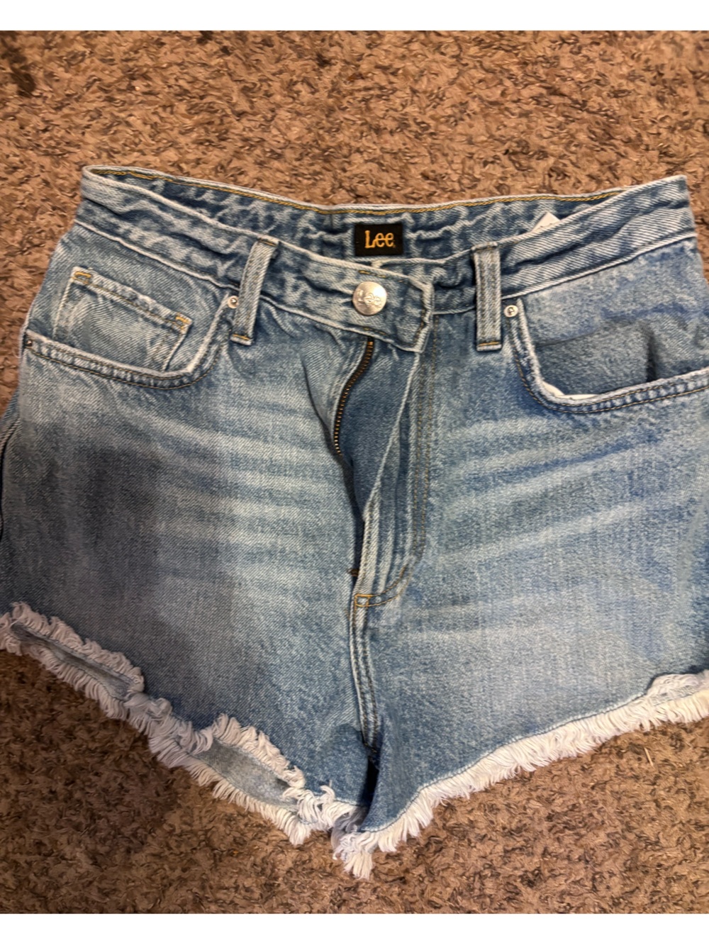 Lee VTG Light Blue Frayed Hem Denim Shorts
